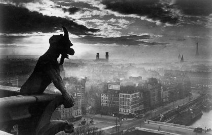 A gargoyle atop Notre Dame in Paris. Many considered gargoyles the spiritual protectors of churches, having the power to scare off demons and evil spirits.