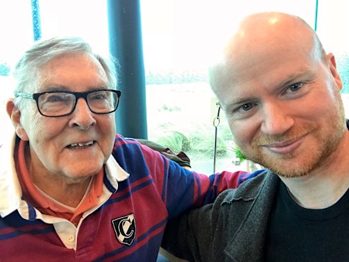 Reunited: Savage (right), during a visit to his mentor Scotts in Rosebud in 2018.