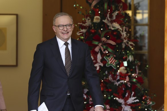 A happy Anthony Albanese on Friday morning, after passing 31 pieces of legislation through the Senate on a single day on Thursday.