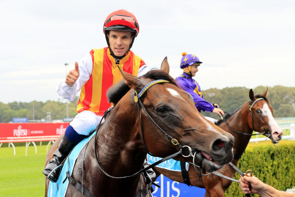 Tim Clark on Peltzer after another win at Randwick.