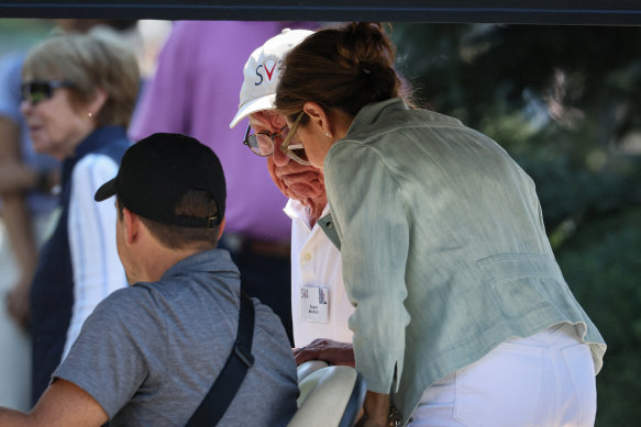 Rupert Murdoch and his new wife, Elena Zhukova, at the annual Allen and Co. Sun Valley Media and Technology Conference on Wednesday.