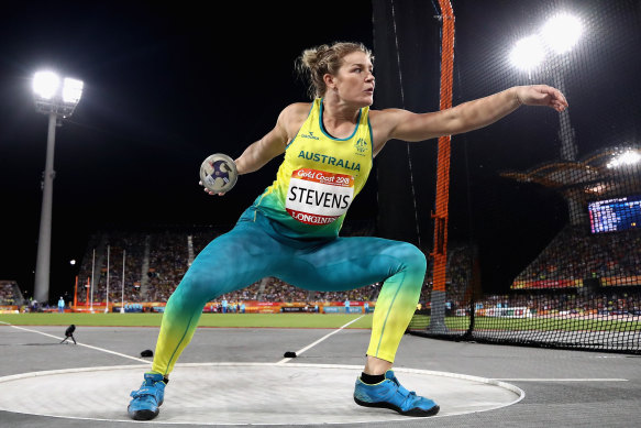 The track and field events for the 2032 Olympics will be held at The Gabba. Pictured is Dani Stevens at the 2018 Commonwealth Games on the Gold Coast.