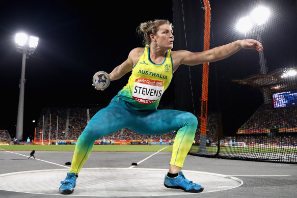 Dani Stevens on her way to winning gold at the Commonwealth Games in 2018.