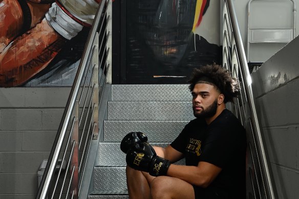 Jordan Miller at the Elouera Tony Mundine Gym in Redfern.