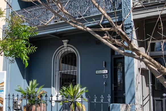 The colour in the facade echoes the kitchen.