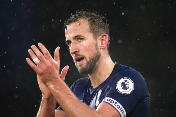 Harry Kane acknowledges Spurs' fans after the win at Wolverhampton.