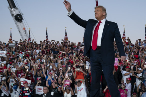 US President Donald Trump at a campaign rally at Orlando Sanford International Airport, Florida.