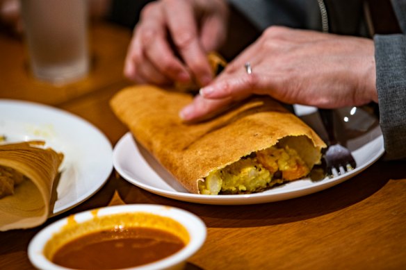 Dosa as good as you’ll find in India.