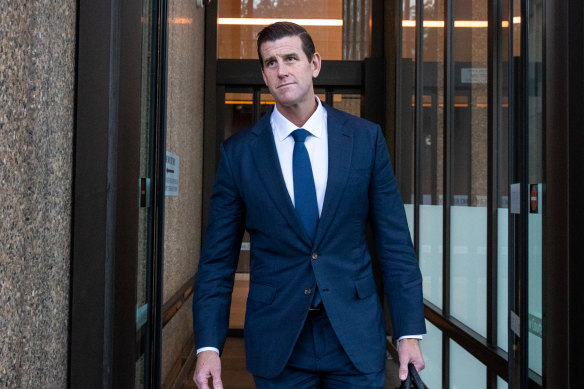 Ben Roberts-Smith leaves the Federal Court in Sydney in June.