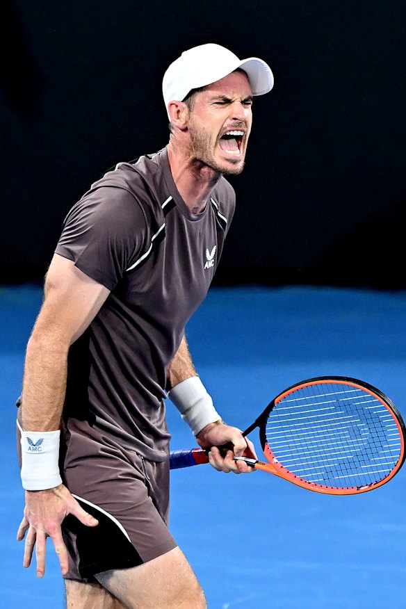 Andy Murray shows his frustration at the Brisbane International.