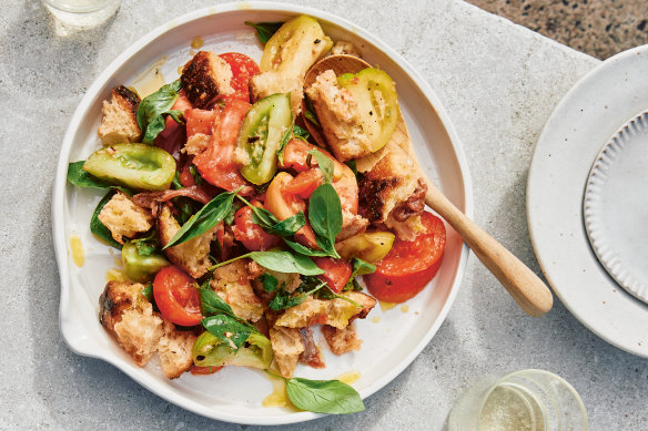 Nectarines make this panzanella salad extra summery.