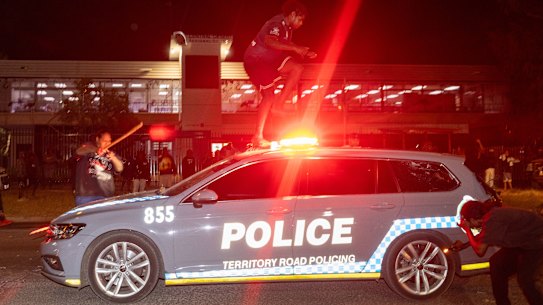 A riot broke out as community members protested outside the Alice Springs Hospital on Thursday.