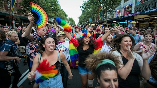 Celebrations following the yes vote on marriage equality on 15 November 2017.