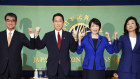 The four candidate for leadership of the LDP, from left, Taro Kono, Fumio Kishida, Sanae Takaichi and Seiko Noda.