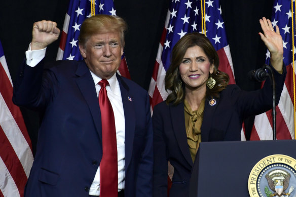 Donald Trump and Kristi Noem in 2018.