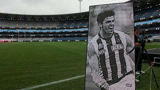 Scott Pendlebury breaks the games record on Saturday.