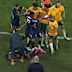 Brazil and the Socceroos’ melee heads to the sideline.