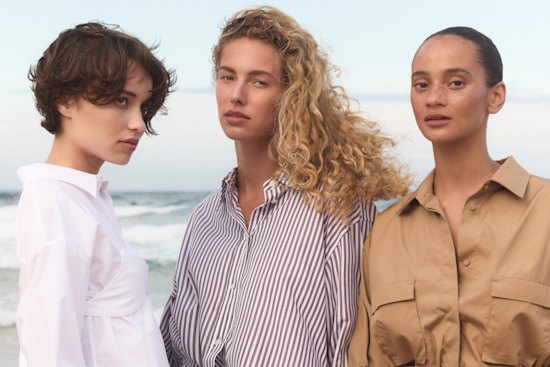 From left: Alma Ines bralette shirt and slip; Joseph shirt and leather shorts from Christensen Copenhagen; Max Mara shirt and skirt.