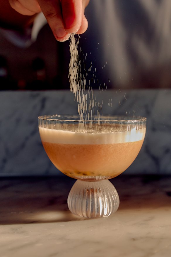 Le Beirut cocktail: vodka, passionfruit, lemon, egg white and white chocolate.