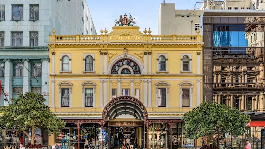 Two shops are for sale inside the Royal Arcade on the Bourke Street Mall.