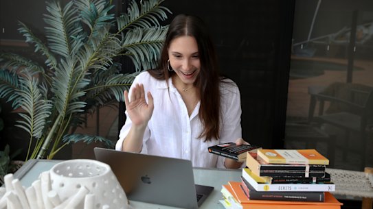 Leila Bunguric who has been performing online tutoring during the Pandemic.Pictured at her Lugarno home.
