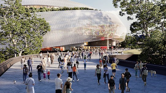 The abandoned plan for the Brisbane Arena at Roma Street.