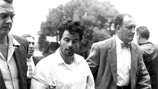 Prison escapee Kevin Simmonds, pictured on 16 November 1959, the day after his re-capture. 