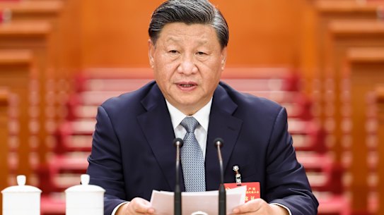 Xi Jinping presides over a preparatory meeting ahead of the national congress at the Great Hall of the People in Beijing on Saturday.