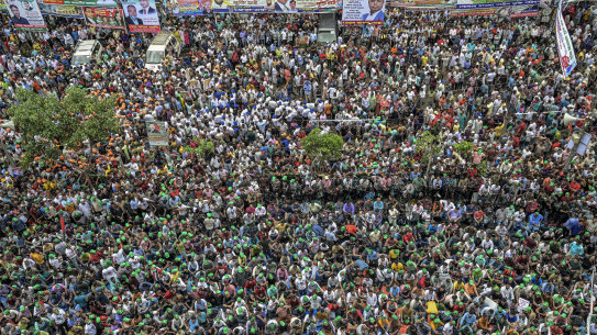 One of the rare BNP opposition political party rallies allowed by the government, in Dhaka, Bangladesh on July 12, 2023.
