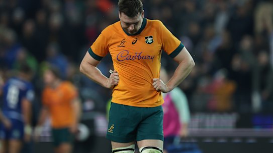 Nick Frost at the end of the Wallabies-Italy clash.
