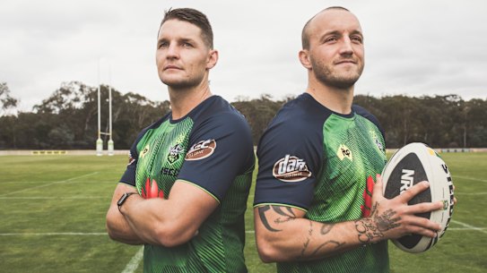 Canberra Raiders' new "chalk and cheese" co-captains, Jarrod Croker and Josh Hodgson.