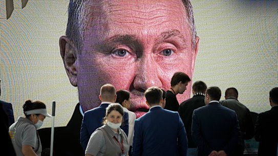 Russian President Vladimir Putin as he addressed the St Petersburg International Economic Forum last month.