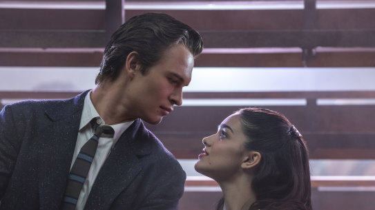 Ansel Elgort as Tony and Rachel Zegler as Maria in West Side Story.