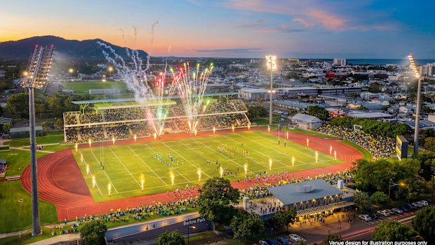 Barlow Park in Cairns will be upgraded to a permanent 15,000-capacity stadium.