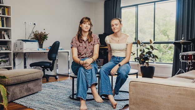 Sisters  Amy and Jordan Whalland, who are priced out of the rental market and live at home with their parents.