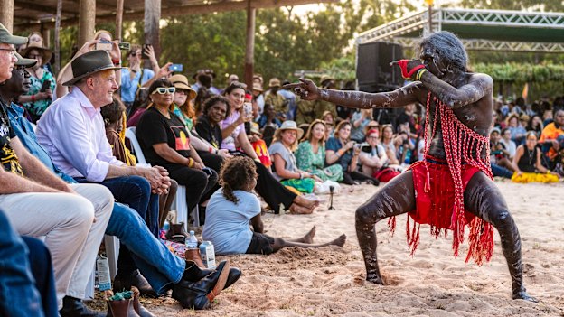 Prime Minister Anthony Albanese at the opening ceremony of Garma. 