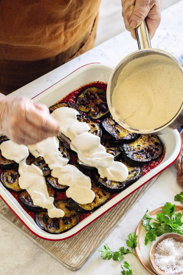 Eggplant curry with yoghurt.