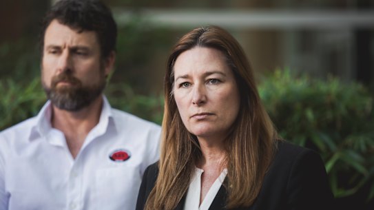 ACT education minister Yvette Berry, with ACT union secretary Glenn Fowler.