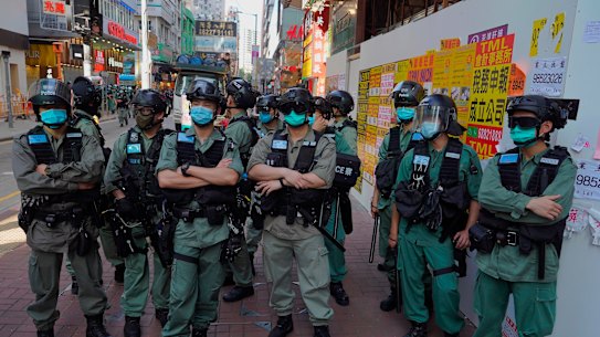 Hong Kong police arrested 53 pro-democracy protesters on Sunday.