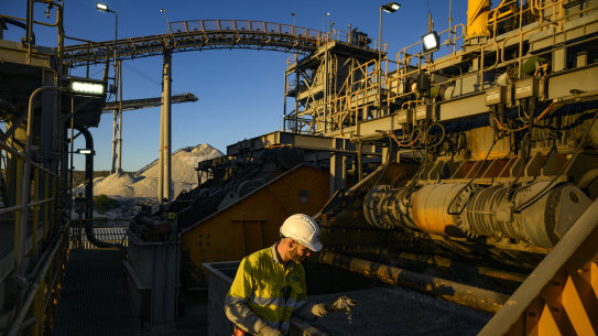 The $22.7 billion Future Made in Australia fund is being developed to support local industries like lithium processing, seen here at the Pilbara Minerals mine in Western Australia. 