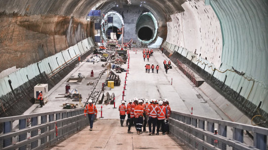 The underground cavern for the new metro station at North Sydney.