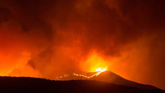 The Apple bushfire in Banning, California, on Saturday.