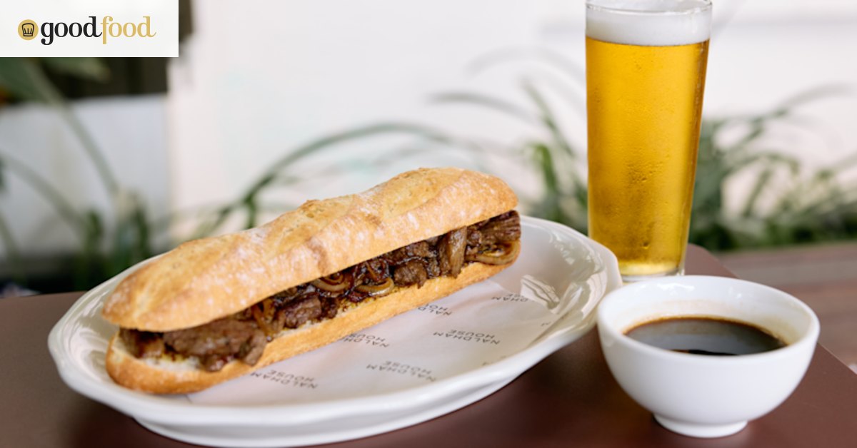 This classy French steak sanga comes with a luscious dipping broth