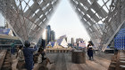 New canopy, new city life: John Wardle Architects’ design concept for new rooftop spaces created by solar panels. 