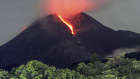 Lava flows down from the crater of Mount Merapi.