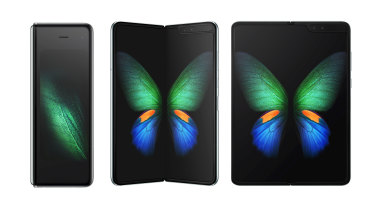 The Samsung Galaxy fold can open to be used as a small tablet, or stay closed and act as a skinny phone.