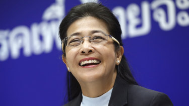 Pheu Thai party leader Sudarat Keyuraphan.