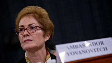 Marie Yovanovitch, former U.S. Ambassador to Ukraine, listens during a House Intelligence Committee impeachment inquiry hearing in Washington.