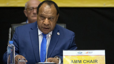 PNG's Foreign Minister Rimbink Pato speaks during the APEC ministerial meeting in Port Moresby last week.