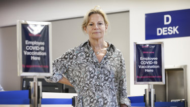 Professor Rhonda Stuart at the vaccination hub at Monash Medical Centre.